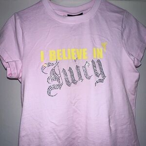 Juicy Couture Light Pink Tee with Yellow and Silver Accents